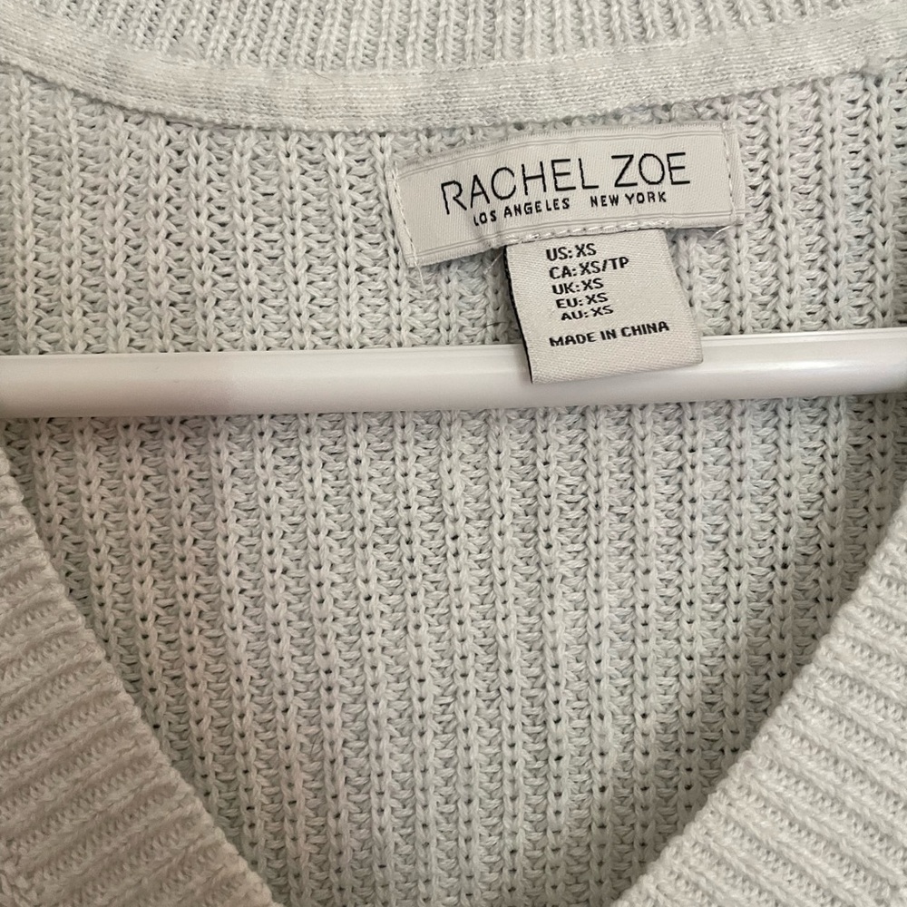Like new XS Rachel Zoe Cream V-Neck Ribbed Sweater - Picture 2 of 8